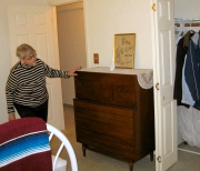 Ruth checking out for the first time her new bedroom